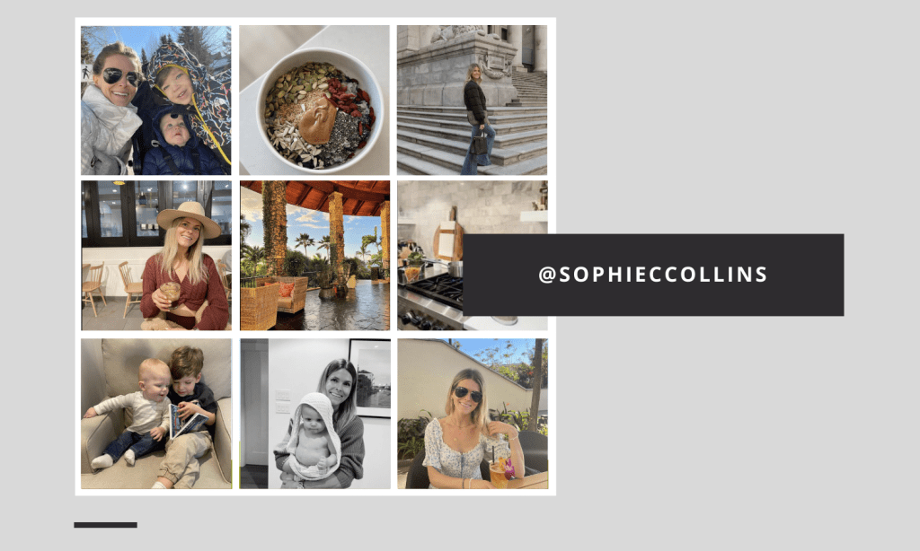 Sophie's page is dedicated to family and lifestyle content, sharing tidbits of her life as a whole.